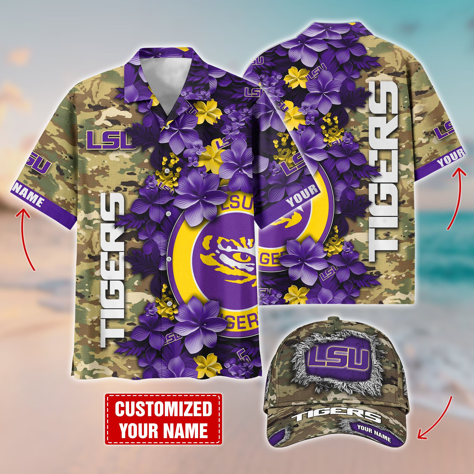 LSU TIGERS Customized Cap And Hawaiian Shirt Hot Trending. Gift For Fan T58536